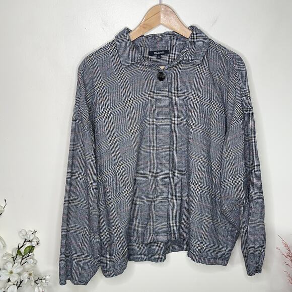 MADEWELL Flannel Bromley Shirt Ronan Plaid Gray Sz XL {3U28} - Picture 3 of 7